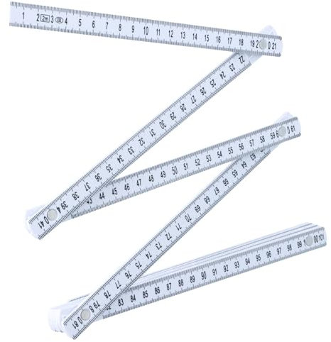 Metre Pliant, 2 m Double Mètre, 10 Sections, Règle en Plastique, Nombres Grands et Très Lisibles, Mètre Rigide Mètre à Branche pour Tous Les Bricoleurs, Maison, Hobby et Atelier (Blanc)