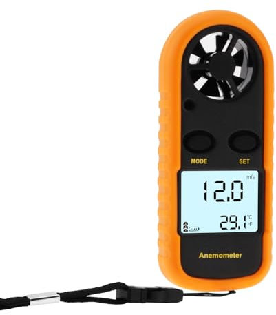 Smgda Handheld Anemometer, Digital Wind Speed Meter, Mini LCD Display Anemometer with Protective Shell for Kite Flying/Meteorology/Fishing with Air Velocity MAX/MIN/AVG, Wind Temperature Test