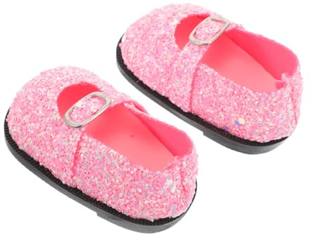 ADOCARN Zapatos de Muñeca Miniatura Lentejuelas Rosas para Accesorios de Muñecas, Diseño Estilizado en PU, Versátiles para Juegos Imaginativos y Decoración