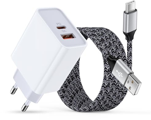 20W USB C Ladegerät Netzteil mit Ladekabel für Samsung Galaxy A16 A55 A36 A56 A15 A35 S25 S24 Ultra S23 S22 S21 S20 FE Z Flip6, 2Port USBC Stecker Schnellladegerät Ladestecker Samsung Schnellladekabel