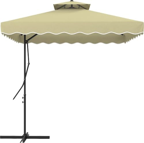DecHome - Ombrellone da Giardino Decentrato 2.43x2.43 mt in Metallo/Poliestere colore Beige