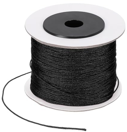 PATIKIL 110 Iarde Di Filo In Nylon Per Braccialetti, 0.8 Mm Corda In Nylon Intrecciata Per Decorazione Lanyard Filo Universale Per Tende Per Creazione Di Braccialetti Con Perline, Nero