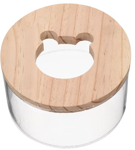 Gadpiparty Bain Sable Délicat Transparent pour Hamster Et Chinchilla, Boîte Réutilisable Résistante à l'usure, Grosse Taille Couvercle Bois, Accessoire Salle De Bain pour Petits Animaux