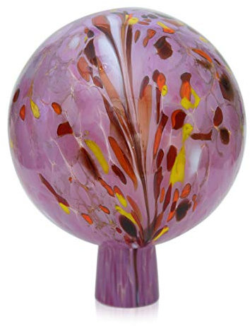 Lauschaer Glas Gartenkugel Rosenkugel aus Glas mit Granulat Flieder h 19cm, d 15cm mundgeblasen handgeformt