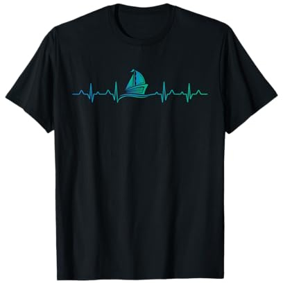 Sailing Boat Lover Heartbeat Captain Gift for Men Women Kids T-Shirt