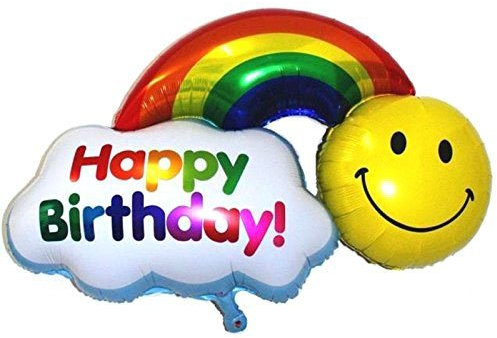 Happium 36 inch Smile/Happy Birthday Rainbow Foil Large Foil Balloons Rainbow Happy Birthday Decorations Balloons