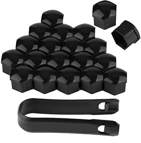 Copridado Ruota 19mm - Set 20pcs per Protezione Bulloni Auto - Tappi Decorativi in Nylon (Nero)