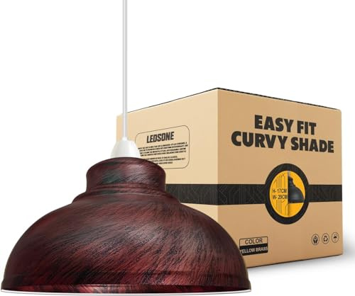 Retro Industrial Ceiling Light Vintage E27 Style Curvy Dome Shaped 29cm Easy fit Lampshades only for Pendant Hanging Chandelier Lighting