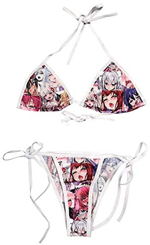 Ahegao ansikte sträng bikini Lolita japansk manga sexiga underkläder anime bh och string set röd