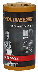 Agera Tools Proline 632011-240 - Rollo de papel (115 mm x 5 m, P240), color amarillo y dorado