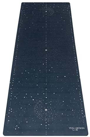 YOGA DESIGN LAB | Travel Yoga Mat | 2-in-1 Mat+Towel | Lightweight, Foldable, Eco Luxury | Ideal for Hot Yoga, Bikram, Pilates, Barre, Sweat | 1.5mm Thick | Includes Carrying Strap! (Celestial, 1.5mm)