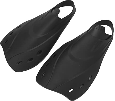 Swim Training Short Fins, Short Fins Moderate Softness TPR Smoother Edges Black for Diving for Swimming for Snorkeling