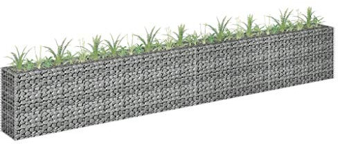 Susany Gabion upphöjd säng galvaniserat stål upphöjd säng, stenkorg planterare, stakettråd uteplats blomma växtsäng, stentråd trädgård utomhus landskap gabion kruka 360 x 30 x 60 cm