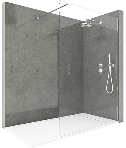NEBADOON Mampara Ducha Fija - Mamparas de Ducha Fija con Cristal Templado 8 mm – Cristal Transparente con Tratamiento Antical - Perfilería Plata Brillo – 68 a 70 cm (Ancho Adaptable) x 200 cm (Alto)