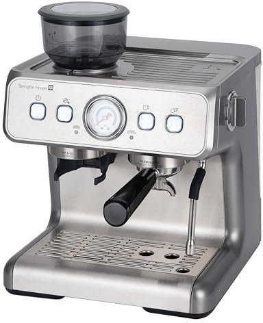 Tarrington House Kaffeemaschine, Edelstahl/Kunststoff, 32.2 x 34.7 x 41 cm, mit Kaffeemahlwerk, 1550 W, silber/schwarz
