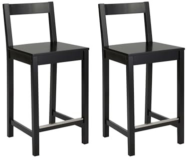 Amazon Basics Küchenhocker aus Holz, Barhocker mit Rückenlehne, Esszimmerstuhl, einfache Montage, modern, 2 Stück, 88 cm hoch, Schwarz