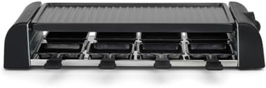 Livoo - Raclette DOC312-8 personas, 1300 W, bandeja grill extraíble, termostato ajustable, 42 x 23 cm, 8 espátulas y 8 caquelones incluidos