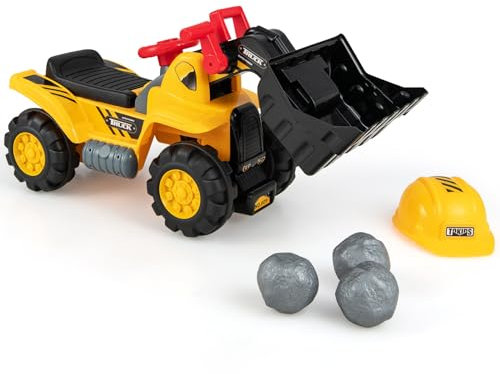 SOARS Kinder Sitzbagger, Aufsitzbagger mit Stauraum & Schaufel, Sandbagger mit Hupe, Rutscher Bagger, Bagger zum draufsitzen, Rutscherfahrzeug, für Kinder ab 3 Jahren