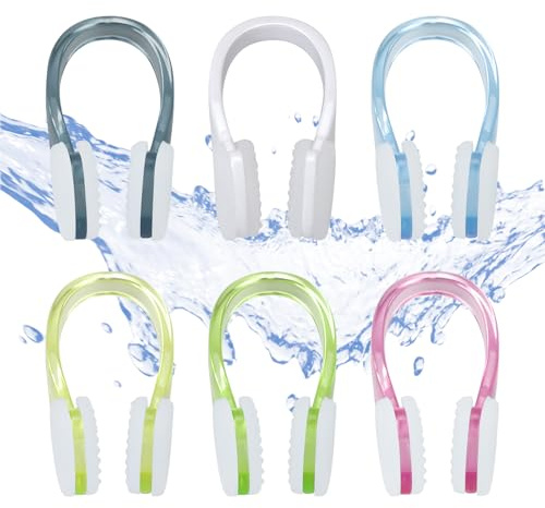 SCROLIEY 6PCS Tappa Naso Nuoto, Clip per Naso da Nuoto con Scatola Portaoggetti, Tappi Naso Nuoto Clip per Adulti Bambini Principianti, Allenamento per Sport Acquatici (6 Colori)