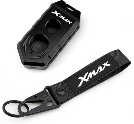 SJOIOOP Moto in Metallo per Chiavi Portachiavi Per XMAX X-MAX 125 250 300 400 2017-2020 Portachiavi Portachiavi Custodia Guscio Chiave Telecomando Moto Protezione(1 set Black)