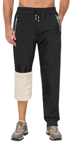 ZOXOZ Men's Fleece Lined Sherpa Joggers Winter Warm Water-Resistant Thermal Trousers Tracksuit Bottoms Men with Pockets