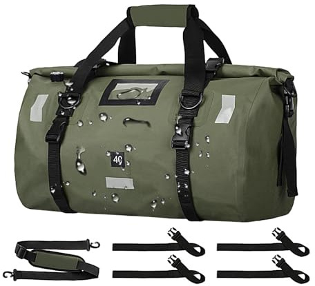 Borsone da moto, Borsa da moto impermeabile - Borsa posteriore per moto con zaino asciutto da 40 litri - Bagagli da viaggio all'aperto con strisce riflettenti, borsone asciutto per nuoto, campeggio, v