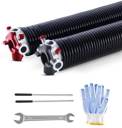 VEVOR Resortes de Torsión para Puertas de Garaje con Barras de Enrollado Antideslizantes y Guantes, Par de Φ5,94 x Φ50,8 x 711 mm, 16 000 Ciclos, Revestimiento Negro de Electroforesis para Reemplazo