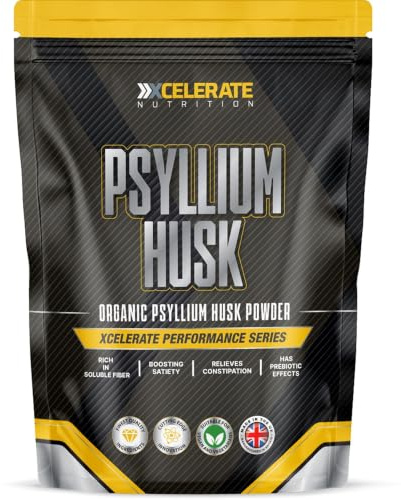 Organic Psyllium Husk Powder - High in Soluble Fibre, Prebiotic Effects - Pure, No Pesticides, Gluten Free, Vegan, GMO Free by XCelerate Nutrition (250g)