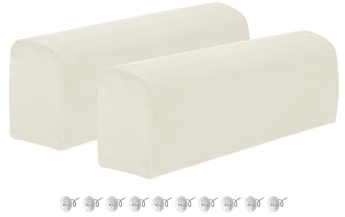 QUARKZMAN Set med 2 armstödsskydd för soffa, armstödsfodral för armstöd, mjuk armstödskudde, för hem, kontor, armbåge, obehag - Beige