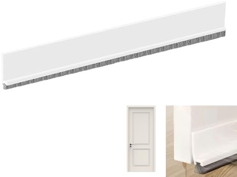 Joint de Porte Coupe à Taille 100 cm, Joint Brosse Isolation Phonique, Bande Étanchéité Auto-adhésif pour Thermique Phonique, Calfeutrage Anti-courant D'air Anti-Froid pour Portes Fenêtres, Blanc
