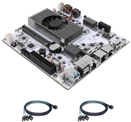 CWWK NAS Motherboard 8 Bay con 10GbE RJ45, N150 CPU Mini ITX Placa Base Blanca M8, 2 x NVMe, Dual 2.5GbE LAN, M.2 WiFi, USB-C, 8GB RAM 128GB SSD, PCIe x1, TF (2X 4-SATA Cable)