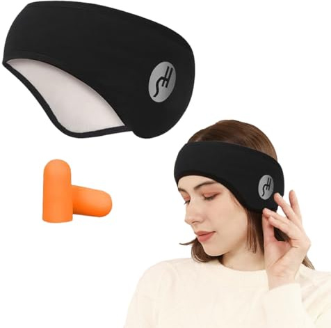 THQAE mascherina per dormire, Paraorecchie insonorizzate, anti-rumore, sonno e russare, muto, super riduzione del rumore, maschera speciale per gli occhi, tappi auricolari insonorizzati(Nero)
