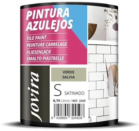 JOVIRA PINTURAS Pintura para Azulejos al Agua, Satinado. Da una imagen nueva a tu cocina y baño. (750 Mililitros, Verde Salvia) -T