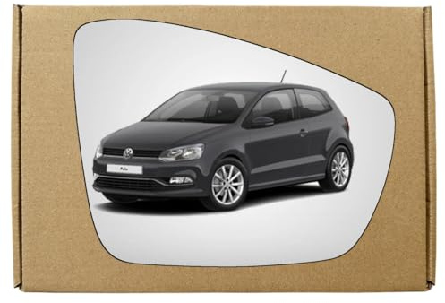 GAPlus Replacement Wing Mirror Glass Compatible with Volkswagen VW Polo 2009-2017 STICK-ON Right Driver Off Side