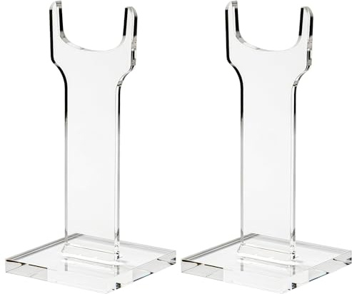 Two Piece Acrylic Rifle Display Stands with Square Base, Transparent Clear Rifle Display Holders for Firearms, Designed for Angled and Straight Collectible Rifle Presentation