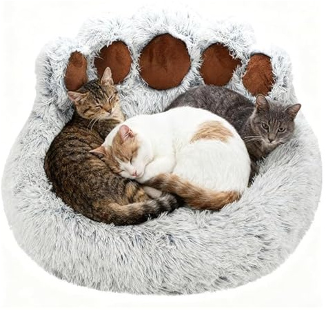 Plysch rund fluffig husdjurssäng, halkfri mjuk hundsäng, maskintvättbar kattsäng, donutformad gos, perfekt for hemmet(XXL)