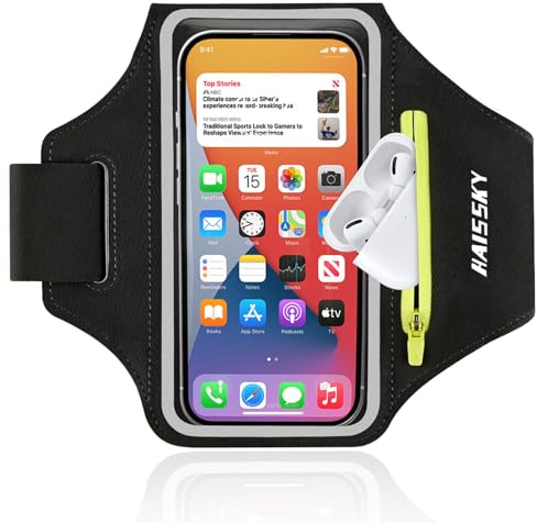 Brazalete Movil Running con Bolsa de Auriculares Ligero, Longitud Ajustable