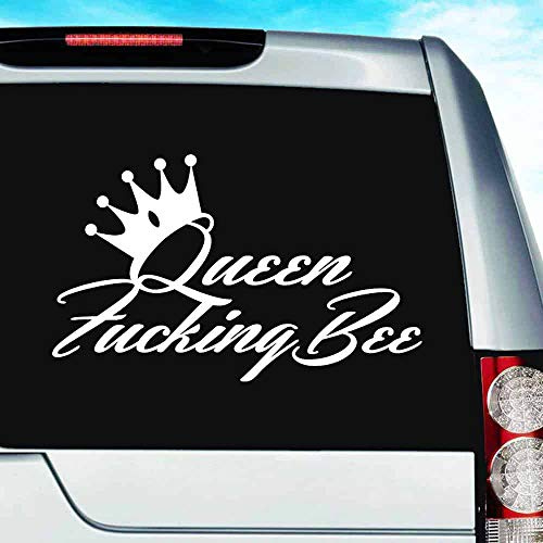 Queen Fucking Bee Vinyl Decal Sticker Bumper Cling for Car Truck Window Laptop Wall Cooler Tumbler | Die-Cut/No Background | Multi Sizes/Colors, 8-Inch, Black