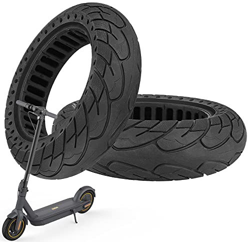 VOLOHAS 60/70-6,5 Vollgummireifen 10 * 2,5 Solide Reifen für Segway Ninebot Max G30/Max G30D/Max G30 D2/Scotex H20 Elektroroller 10 Zoll Vorne oder Hinten Wabenreifen Anti-Rutsch Pannensicher (2 PCS)