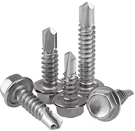 290 Stück Selbstschneidende Schrauben,M4.2 Sechskant Bohrschrauben,Edelstahl Blechschrauben Selbstbohrende Selbstschneidend Blechschraube Set mit Box M4 * 38mm/32mm/25mm/19mm/16mm//13mm