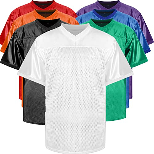 JKNAKN Blank Football Jerseys Mesh Athletic Football Shirt Practice Sports Uniform Black White Jersey (White, 3X-Large)