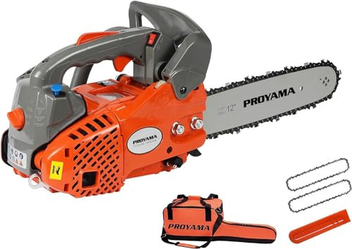 PROYAMA Motosierra de 26 cc con mango superior de 2 ciclos de 12 pulgadas, motosierra inalámbrica de mano para cortar madera de árbol con 2 cadenas (12 pulgadas)