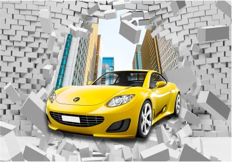 WallArena - Vlies Fototapete Kinderzimmer 208x146 cm Auto Junge für Kinder Kindertapete - Fototapeten Tapeten für Kinder Kindertapete Kinderzimmertapete - Vliestapete Wandtapete Tapete 3D Effekt