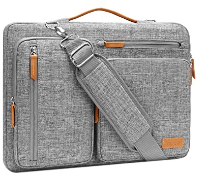 MOSISO 360 Skyddande Axelvaska for Barbar Dator, 13-13,3 Tums Datorvaska Kompatibel med Macbook, HP, Dell, Asus Notebook, Sidooppen Messenger-Vaska Med 4 Dragkedjor Och Handtag,Gra
