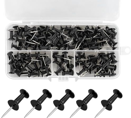 CIJIAINIENG 100 chinchetas reutilizables con caja de almacenamiento de plástico sólido, tachuelas inoxidables para corcho, avisos, tablón de anuncios, uso escolar y oficina, pines para tablón de