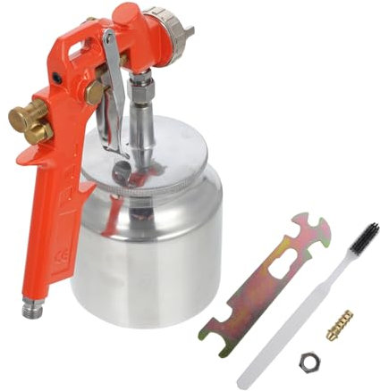 BESTonZON Pneumatische Autolackierpistole Spritzpistole 750ml Orange Aus Metall Abnehmbar Für Möbel Auto Zaun Und Gartentisch