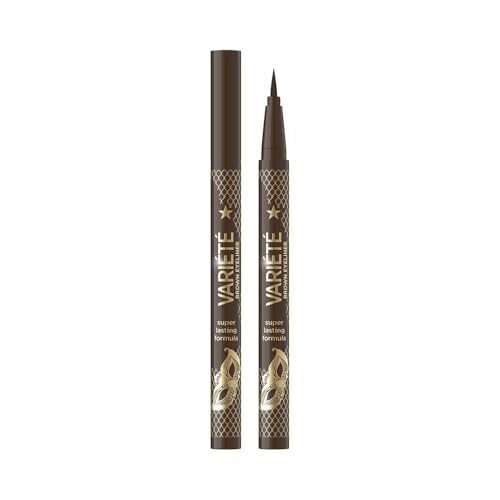 Eveline Cosmetics Variété Variété Precision Brown Eyeliner Pen - Vegan Long-Lasting Formula for Stunning Eyes