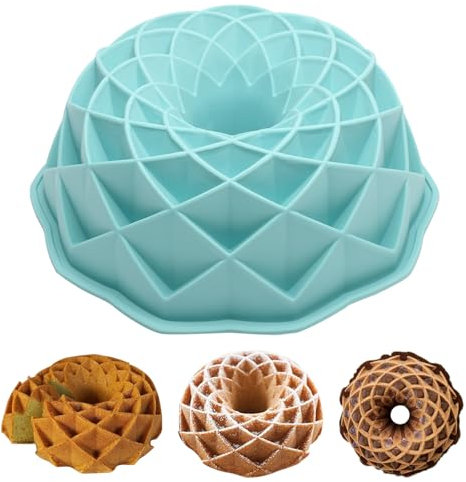 DAWRIS Gugelhupfform Silikon Gugelhupf Backform Gugelhupfform 24 cm Silikonform Gugelhupf Form Kuchenform Silikonbackform Backformen Silikon Silikonbackformen für Kuchen, Brot, Backen, Blau