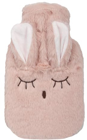 A2Z Värmeflaskor 3D Djur Kanin Mjukt Plysch Fleeceöverdrag 1 Liter Hållbar Läckagesäker - Hot Bottle HB1158 Pink