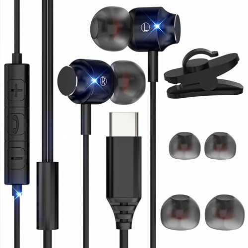 Auriculares USB C para Samsung Galaxy S23 S24 S22 Ultra S21 FE S20 A53 A54 A55 Auriculares USB Tipo C con Micrófono intrauditivos con Cable Tipo C para iPhone 15 Pro MAX iPad Pro Air 5/Mini 6, Pixel 8